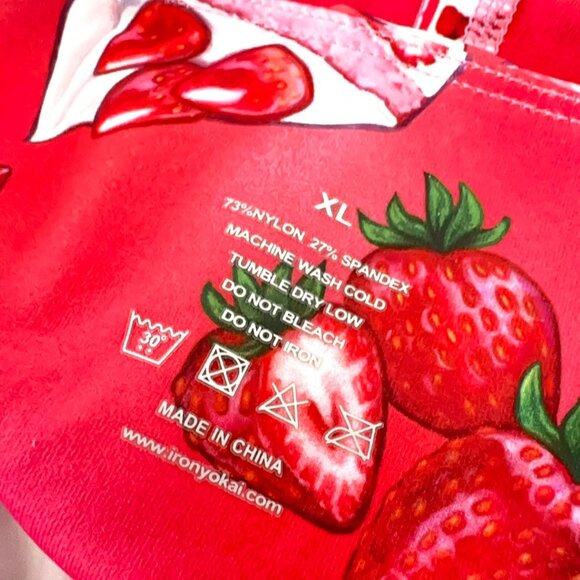 Iron Yokai Leggings Women XL Pink Soft Girl Kawaii Strawberry Cake Activewear‎ - Picture 8 of 11